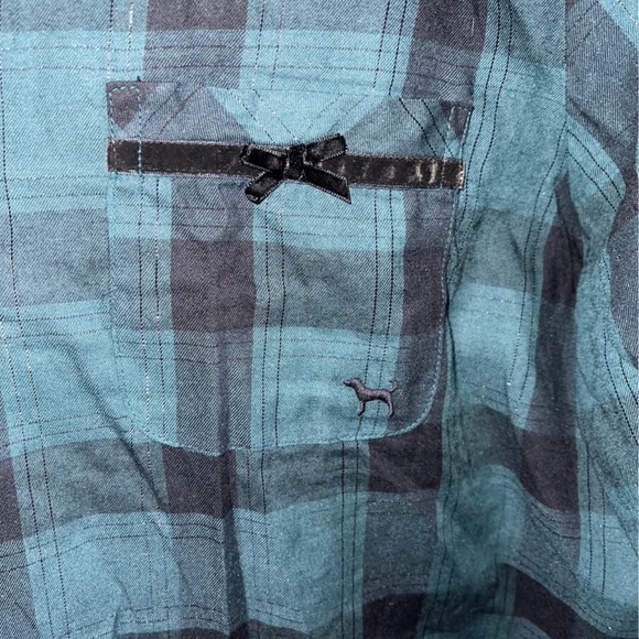 PINK Victoria's Secret Plaid Pajama Set - teal/green and Black - Picture 2 of 5